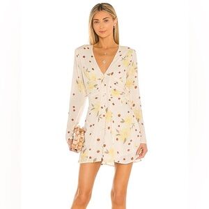 Free People - Date Night Mini Dress in Sunshine Combo - Polka Dot Long Sleeve